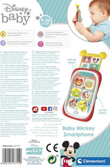 Clementoni 17711 Disney Baby Baby Mickey Smartphone, mobiele telefoon voor kinderen met licht- en geluidseffecten, interactief speelgoed voor kinderen van 9-36 maanden, M, veelkleurig Bebe Toys Naty Shop