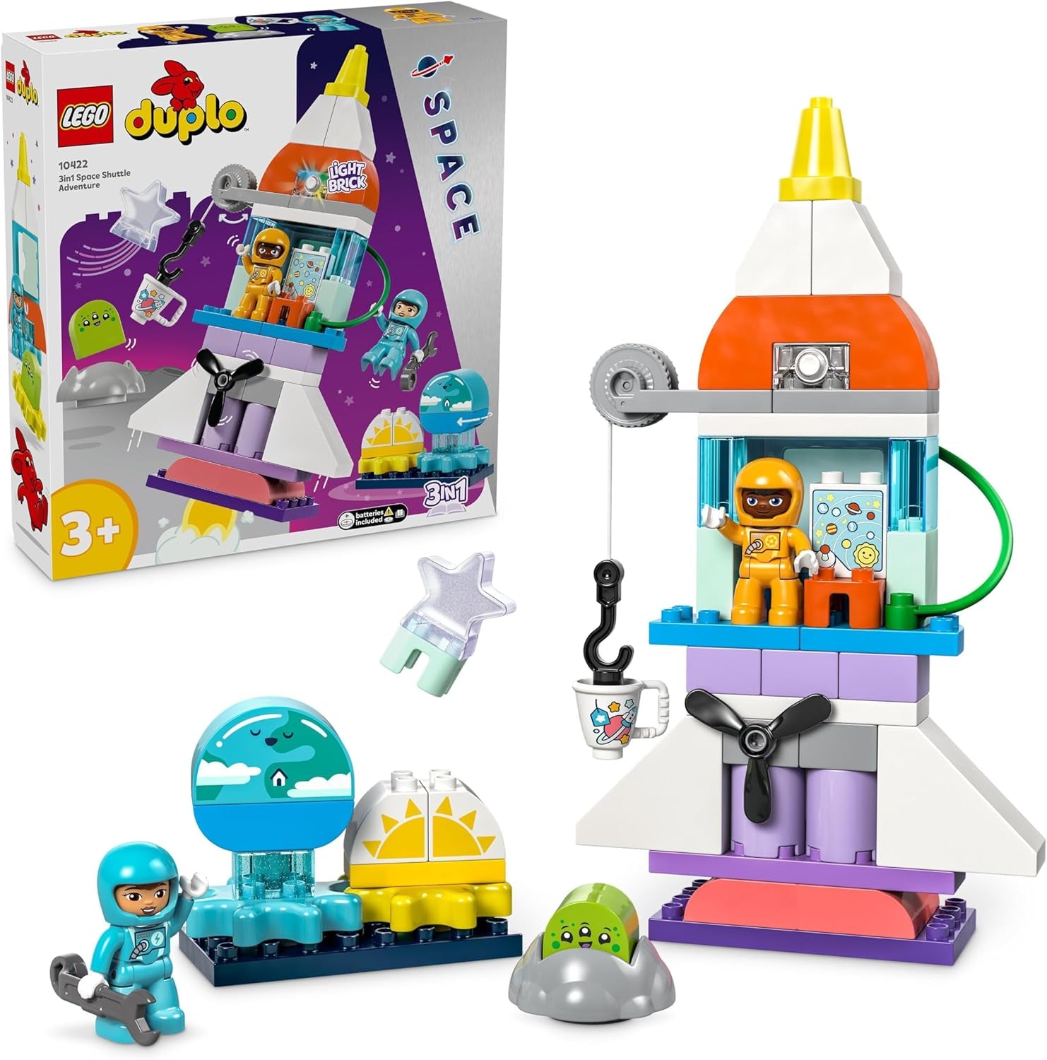 LEGO DUPLO 3-in-1 Space Shuttle Veel avontuur Ruimteset met raketspeelgoed voor kinderen Bouwwetenschap en vroege motoriek Speelgoedcadeau voor 3-jarigen 10422 Bouwsets Beuche in LEGO-Store Standaardtitel
