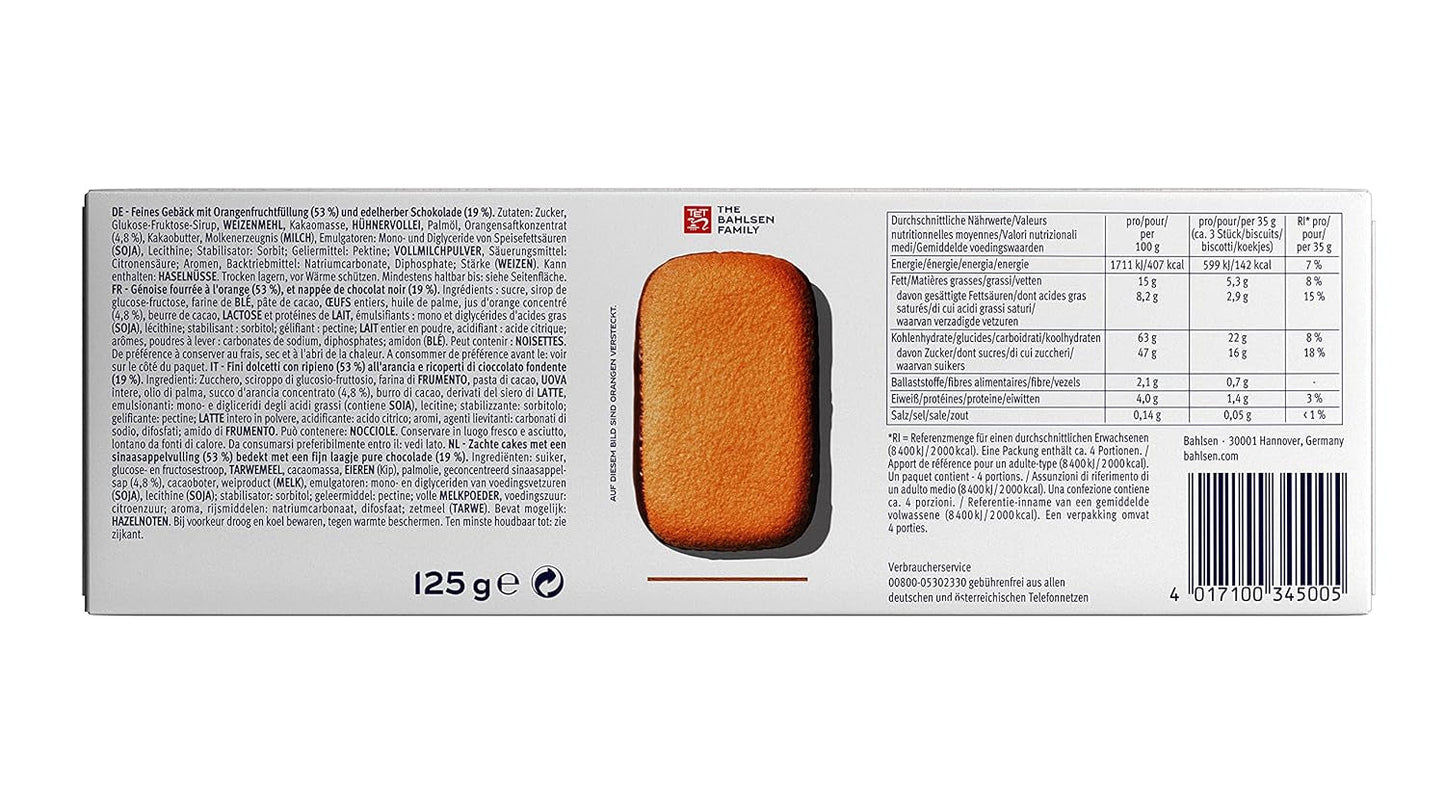 Bahlsen Messino Edelherb - Pak van 4 - Edelherb Chocolade Sinaasappel Vulling Pluizig Deeg (1 x 125g)