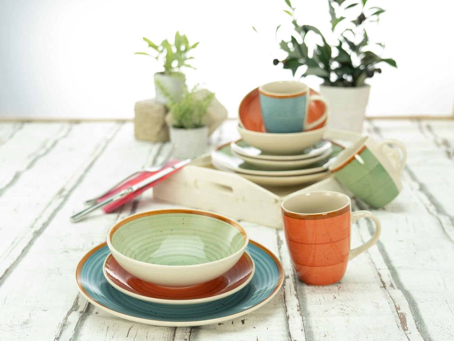 CreaTable, 22851, COUNTRY-serie, 24-delige serviesset voor 6 personen, porseleinen combinatieservies, vaatwasmachine- en magnetronbestendig, kwaliteitsproductie