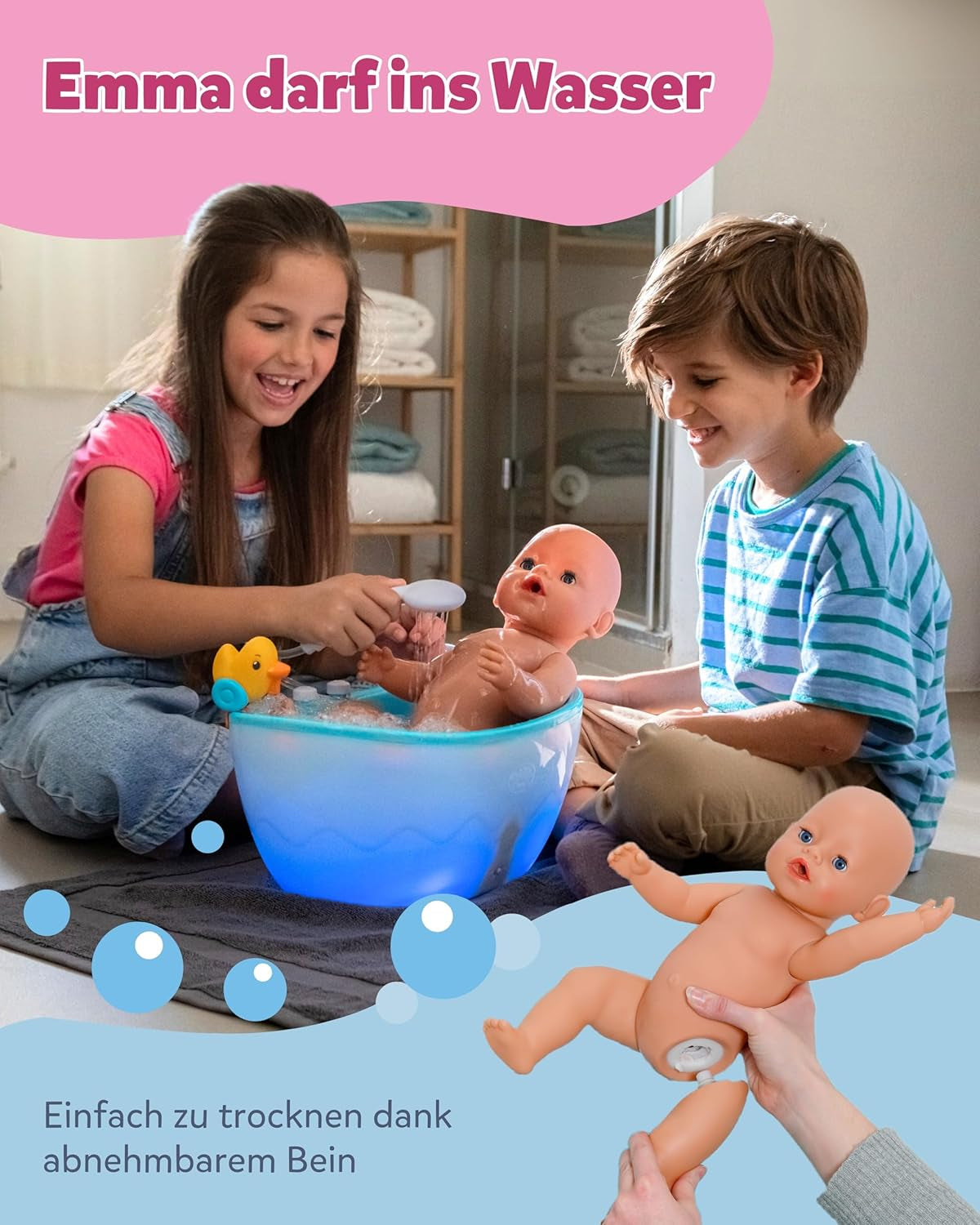 BABY Born Emma - babypop 43 cm - 10 functies inclusief accessoires en matras - Werkt volledig zonder batterijen - Geschikt voor kinderen vanaf 3 jaar
