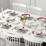 MALACASA Serviesset voor 6 personen, Felisa Porseleinen Serviesset 24-delig, Moderne Serviesset met 6 Dinerborden, Dessertborden, Suma Borden en Kommen, Perfect voor Kerstmis en Dagelijks Gebruik