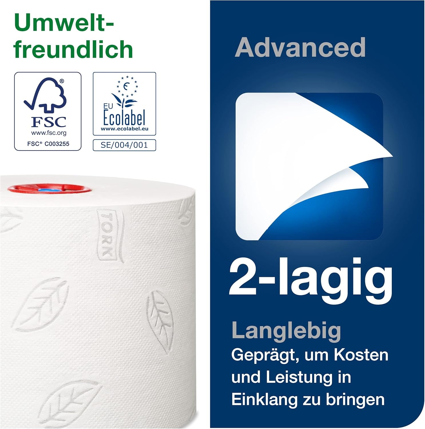 Tork 127530 Geavanceerde kwaliteit Midi zacht toiletpapier voor Tork T6 Dual Roll toiletpapierdispenser / 2-laags scheurbestendig zacht toiletpapier 27 stuks (27 x 100 meter)