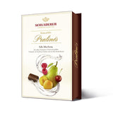 RCP Schladerer Pralines, fijn assortiment, melk- en pure chocolade, met en zonder suikerkorst, vloeibare vulling, bevat alcohol, leuk cadeau, 255g