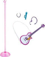 Barbie GYJ22 - gratis podium voor Big Dream Brooklyn-pop (ca. 30 cm, bruine staartjes) met filmliedjes, verlichting, microfoon en accessoires, cadeau voor kinderen vanaf 3 jaar Naty Shop Dolls
