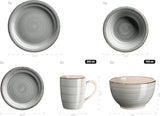 MÄSER 931612 Bel Tempo II vintage serviesset voor 6, 30 stuks, gecombineerd servies in blauw handgeschilderd keramiek, steengoed, rookblauw