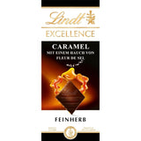 Lindt EXCELLENCE Karamel en zeezout - pure chocolade | Reep 100g | Met Karamel en Zeezout (Fleur de Sel) | Intense cacaosmaak | Donkere chocolade