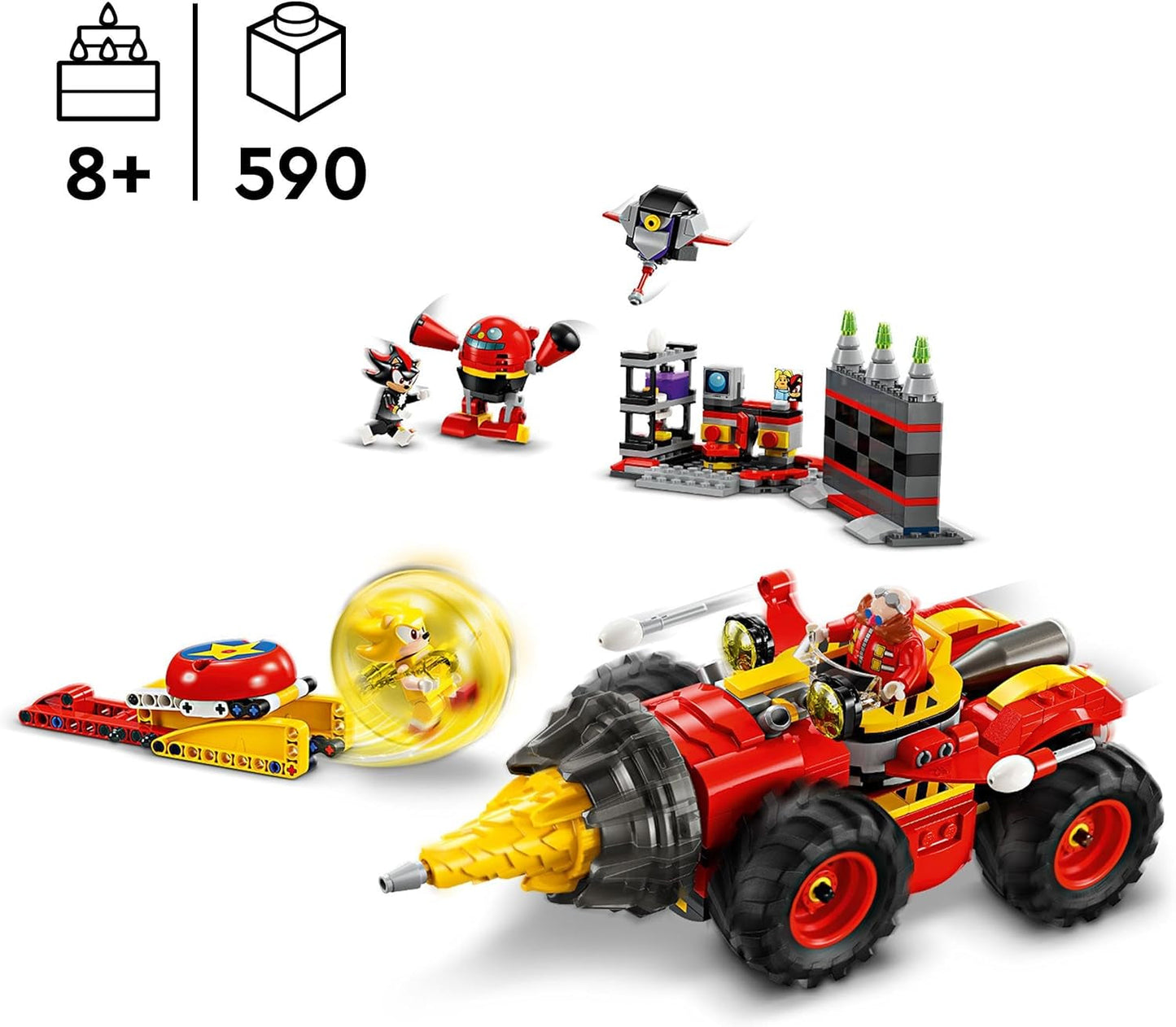 LEGO Sonic the Hedgehog Super Sonic Vs. Egg Drillster Avontuur Videogameset Kindercadeau Shadow en Dr. Eggman Set voor jongens en meisjes vanaf 8 jaar 76999 Bouwsets Bekijk de LEGO-Store