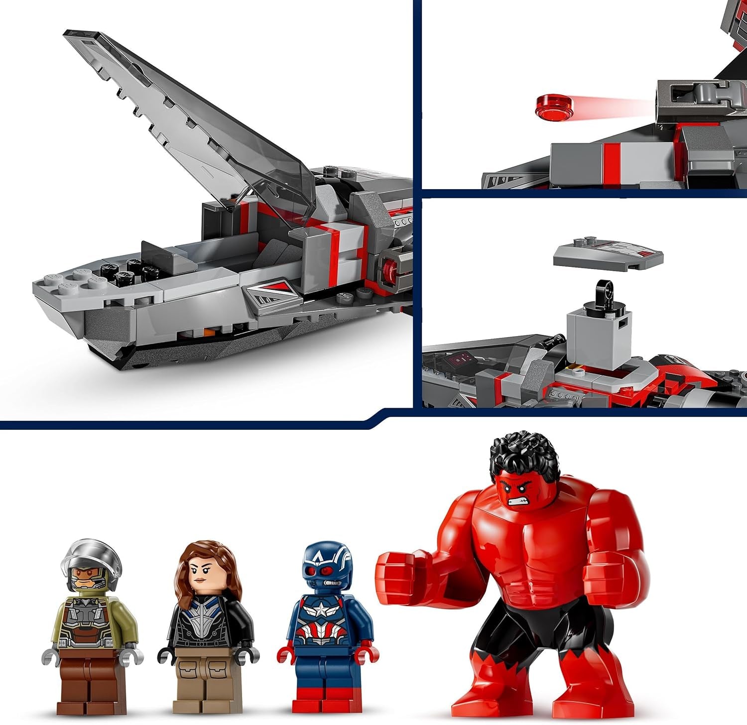 LEGO Marvel Showdown tussen Captain America en Red Hulk Bouwbare jetset voor kinderen Superheldenspeelgoed voor jongens en meisjes vanaf 8 jaar Avontuurlijk bouwspeelgoed 76292 Bouwsets Bekijk de LEGO-Store