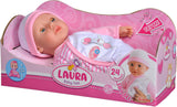 Simba 105140020 - My Love Baby Talk zachte lichaamspop met slaperige ogen in schattige jurk maakt 24 babygeluiden 30 cm babypop vanaf 2 jaar wit roze Naty Shop-poppen