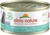 Almo Nature HFC Jelly - Natvoer voor volwassen katten - Forel en Tonijn - Menselijke kwaliteit, Glutenvrij - 6 x 70g