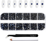 Beadsland 2500 stuks glas Nailart Strasssteine ​​Kristall Flatback Edelsteine ​​Runde, voor handwerk Gemischt 8 Größen SS4 ~ SS30 Mit Picking Pinzette en Stift (Kristall Weiss)