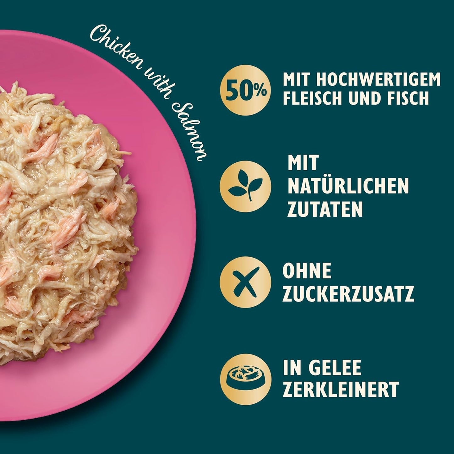Lily's Kitchen Aus Naturichen Ingrediënt hermestellung Zerkleinerte Filets in Gelee mit Hühnchen und Lachs Ausgewachsen Nassfutter für Katzen 70 g dosis