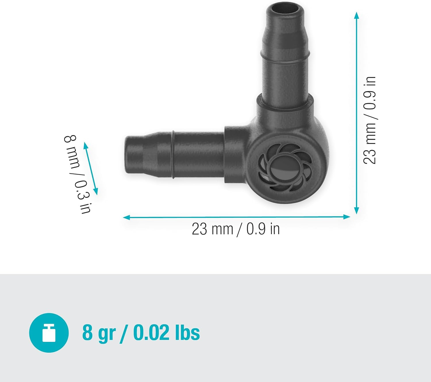 L-stuk voor Gardena Micro-Drip 4,6 mm (3/16 inch): Voor het veranderen van de distributierichting en druppelleidingen met 90 graden, knikvrije montage, eenvoudige en flexibele aansluittechniek (13212-20)