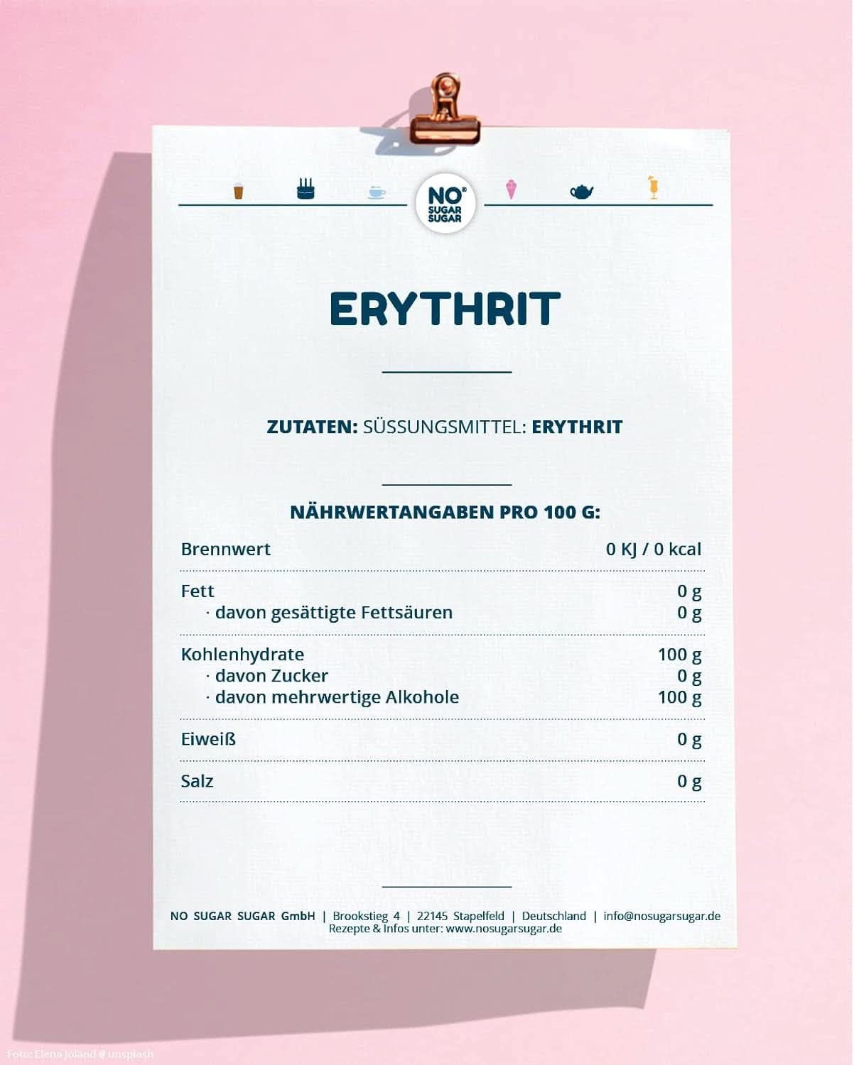 Geen suiker, natuurlijke Erythritol zonder calorieën, bruikbaar als suikervervanger, 4,5 Kg Zoetstoffen Naty Shop
