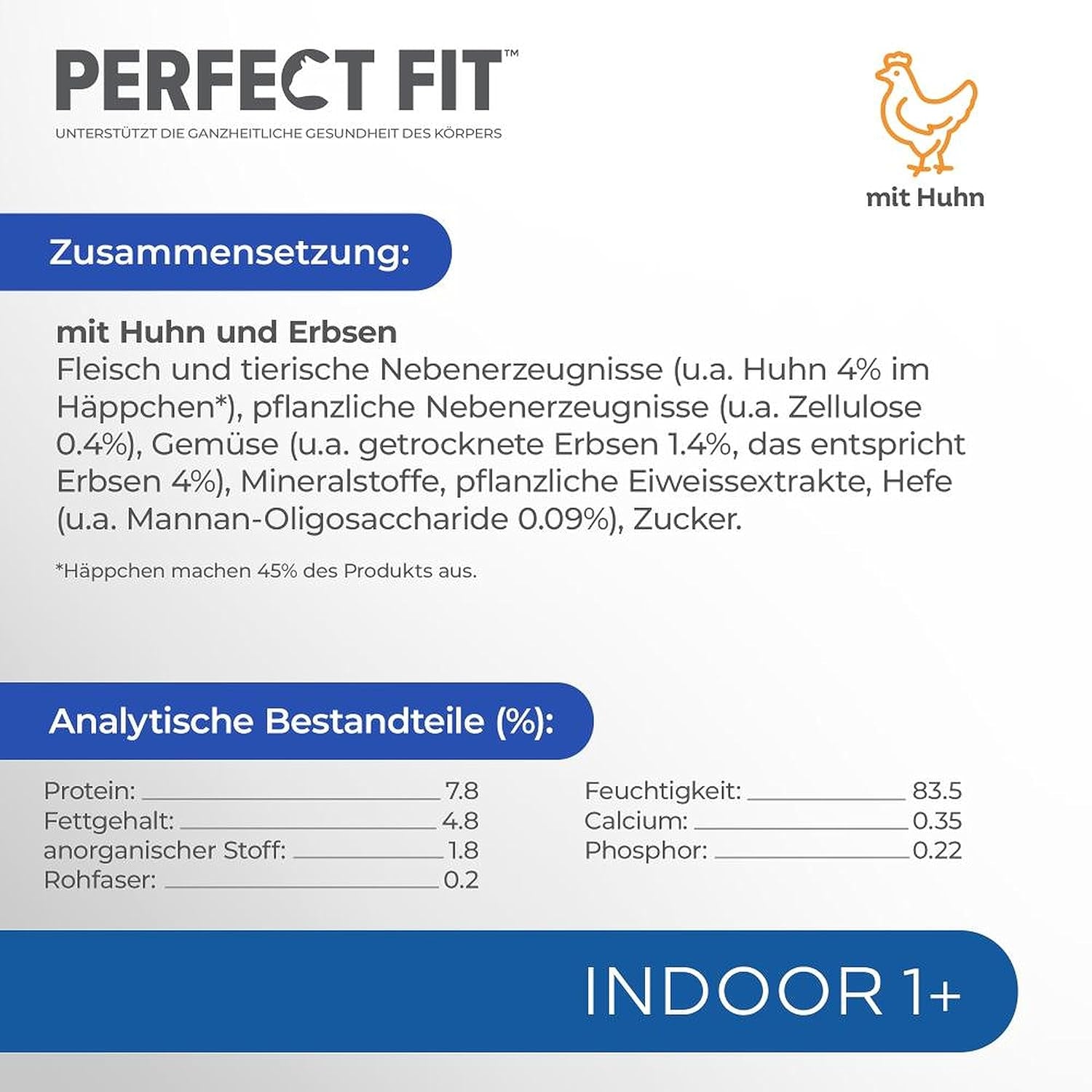 PERFECT FIT™ Zakjes voor katten, binnen, met kip, 12 x 85 g