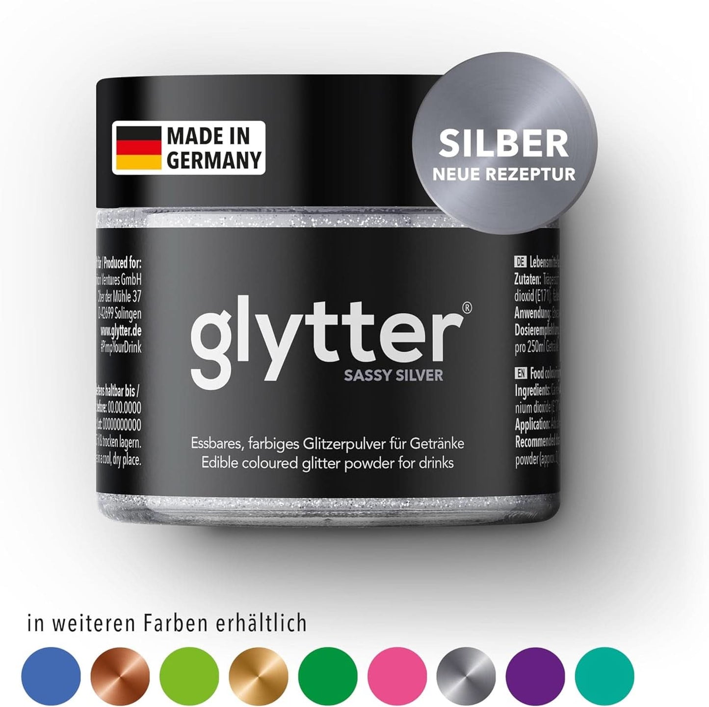Glitterglitterpoeder voor drankjes (zilver) - Eetbare glitters voor drankjes, 10 gram Glitter Naty Shop