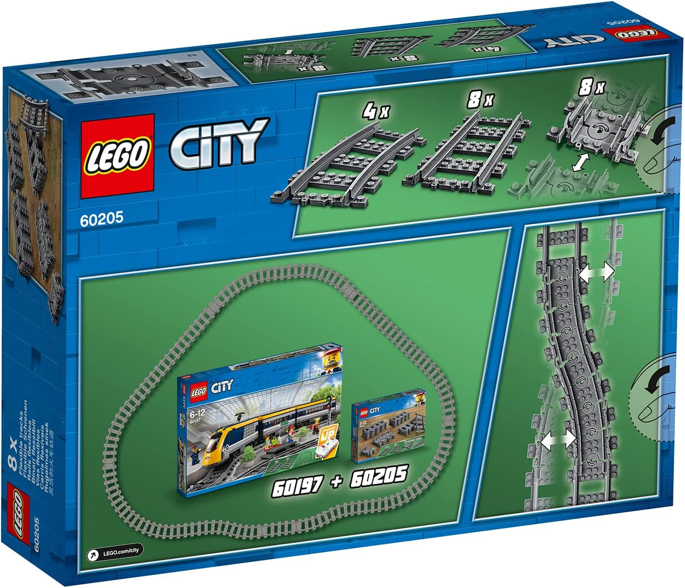 LEGO 60205 Stadsrails 20-delige uitbreidingsset voor kinderen, jongens en meisjes Speelgoedset Bouwsets Besuche in LEGO-Store