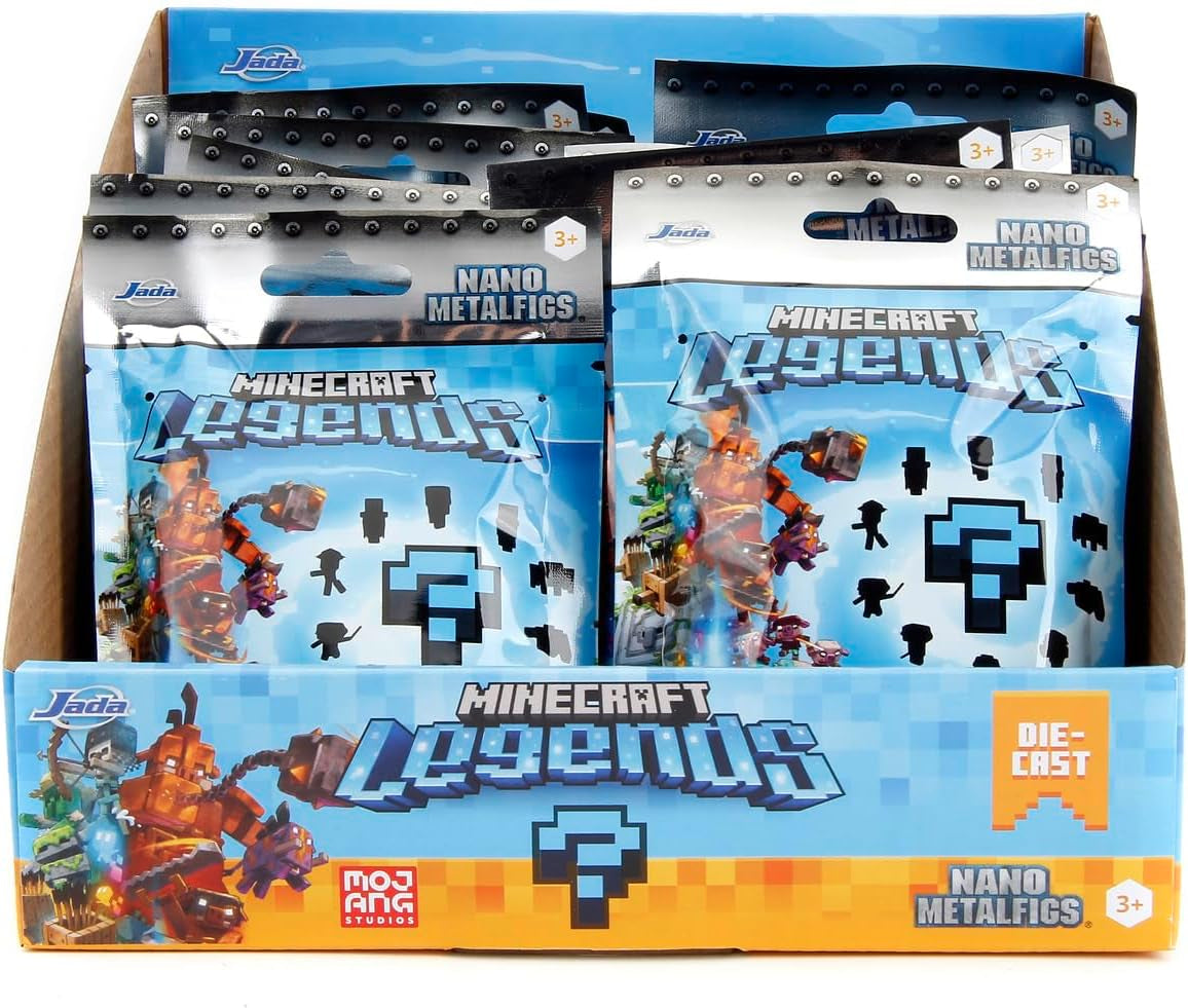 Jada Toys - Minecraft Blind Pack Nanofigs, Wave 2, Minecraft Legends Nano Metal verzamelfiguur, verschillende modellen, 4 cm, leeftijd 3+, zwarte actiefiguren Naty Shop