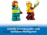 LEGO City Ambulance en Snowboarder, Ambulance Speelset met speelgoedauto en 2 minifiguren, Snowboarder en Paramedicus figuur, fantasierijk cadeau voor jongens en meisjes vanaf 4 jaar 60403 Bouwsets Besuche den LEGO-Store