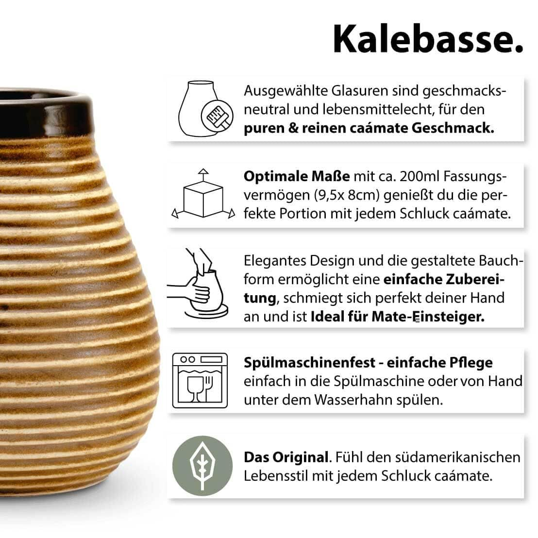 Mate theeset voor twee, biologisch ● 2 Mate kopjes + 2 bombilla's + 300 g Mate thee + bereidingsinstructies