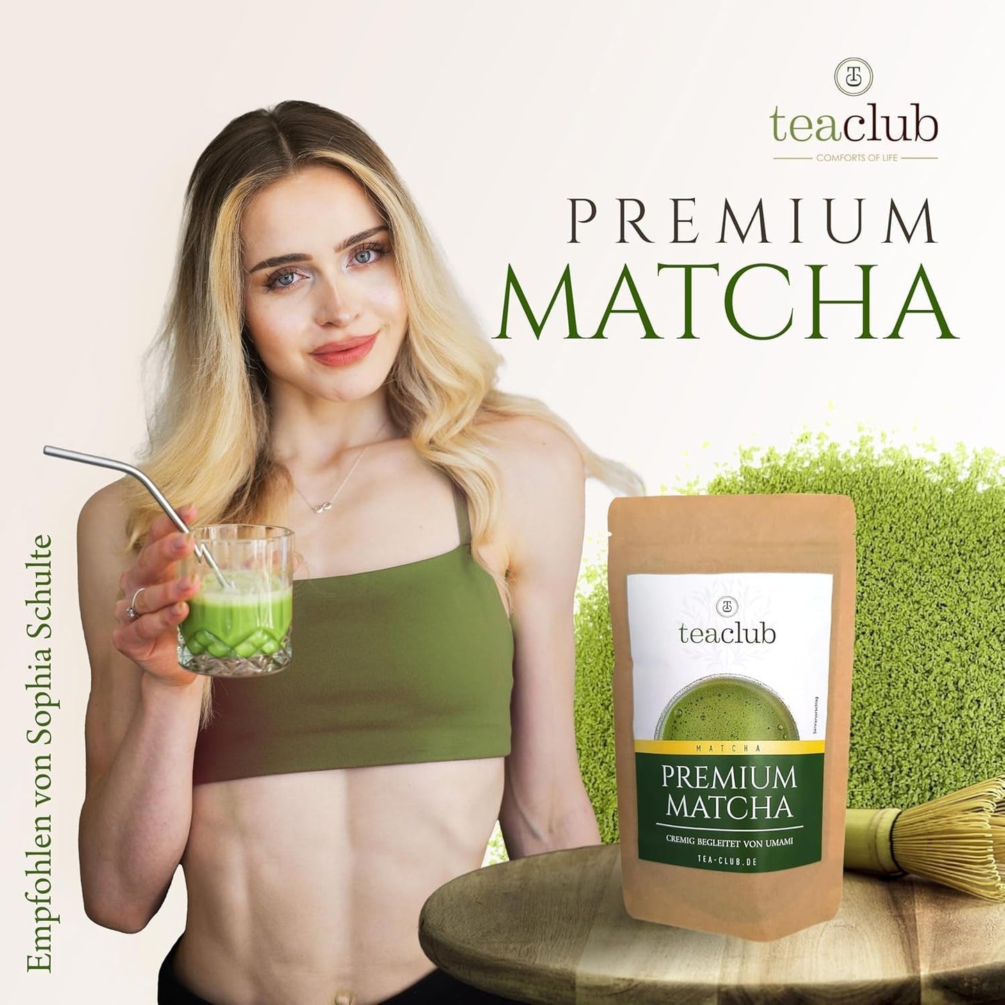 Premium Matcha Tea Japan 100g - Lab getest - Ceremonieel Matcha-poeder voor het maken van Umami Matcha, 100% natuurlijk groene theepoeder, ideaal voor Matcha Latte, Teaclub
