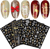 9 Blatt Nagelsticker Weihnachten Nagelaufkleber Selbstklebend Weiß Rentier Schneemann Nail Art Sticker Decoratie Nageldesign Zubehör