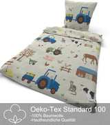 Skybrands Kinder Bettwäsche Tiere 135X200 Bauernhof Kinderbettwäsche Bagger Traktor Baumwolle Kinderbettwäsche 2Tgl. Für Jungen en Mädchen Naty Shop