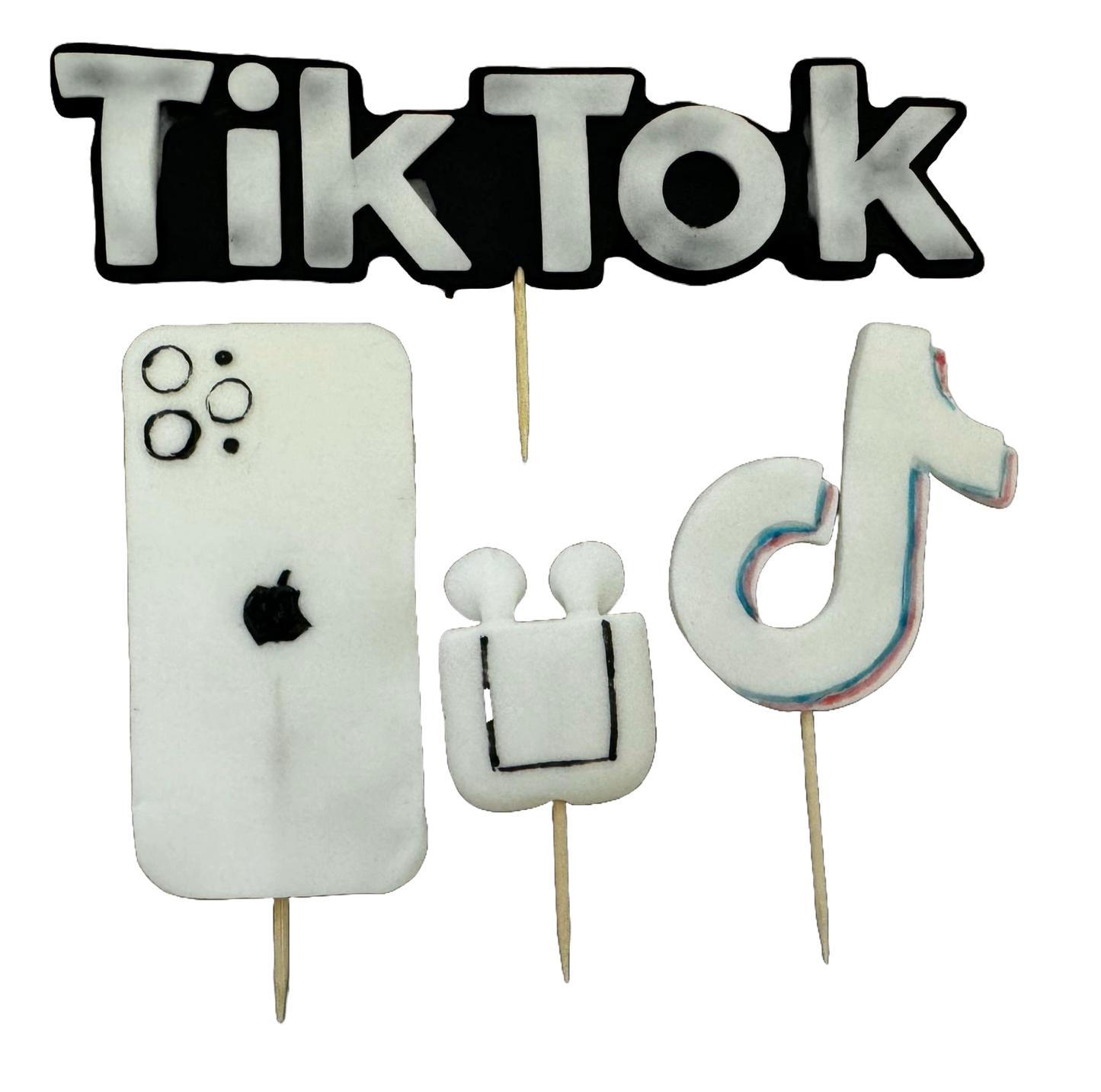 Set van 4 eetbare suikerpasta-decoraties, TikTok Sugar Paste Decorations Naty Shop