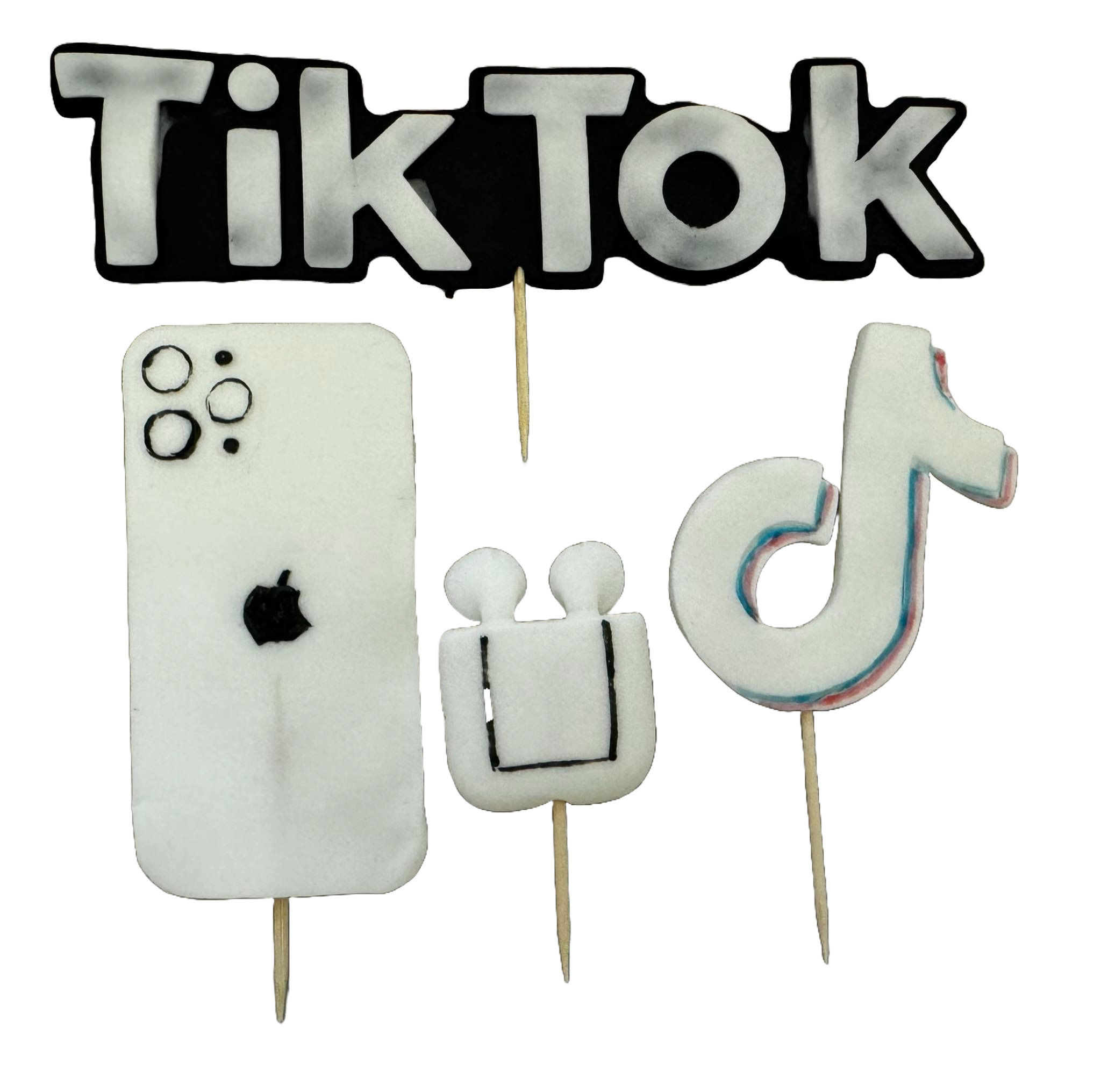Set van 4 eetbare suikerpasta-decoraties, TikTok Sugar Paste Decorations Naty Shop