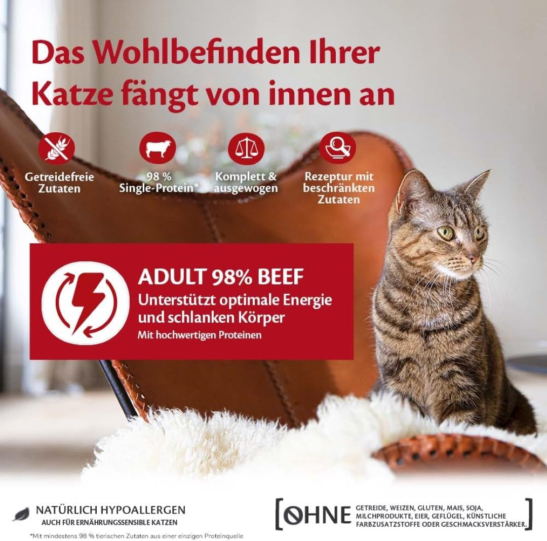 Wellness CORE 98% 12 x 85g, Rund - Natvoer voor katten, dikke paté, graanvrij, natuurlijk, hypoallergeen, eiwitrijk, rijk aan vlees