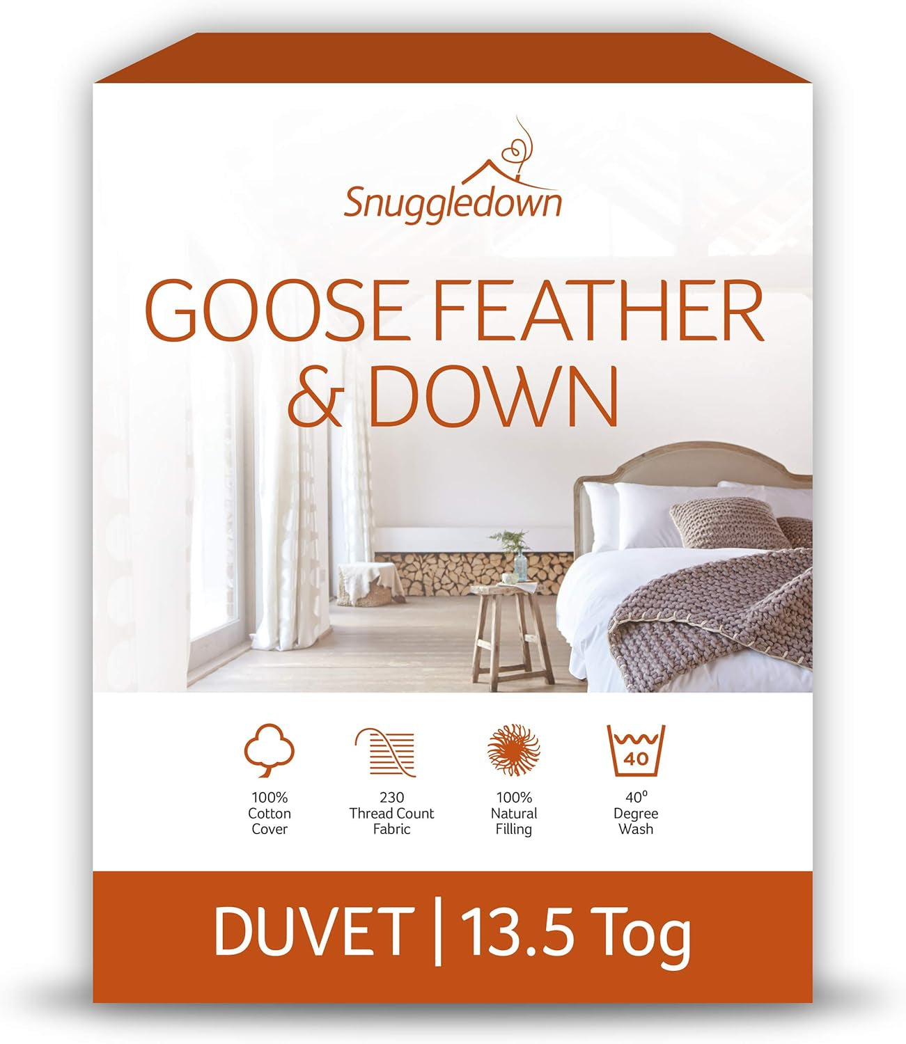 Snuggledown Freshwash Allergie Trooster, 13,5 Tog Winter Warm, Katoen, Wit, Eenpersoonsbed Naty Shop Super King 13,5 Tog Dekbedden