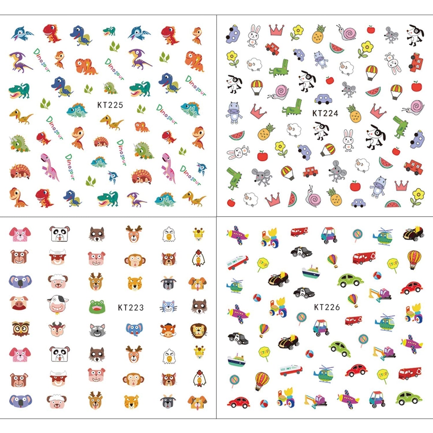Nagelstickers voor kinderen Meisjes 600+ ontwerpen Dieren Fruit Dinosaurussen Auto's Bloemen 3D Zelfklevende nagelstickers voor kinderen Verjaardagsfeestje Thee Nagelsalon en Spa Cadeau