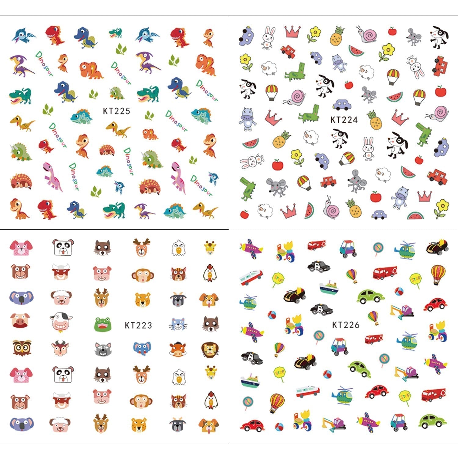 Nagelstickers voor kinderen Meisjes 600+ ontwerpen Dieren Fruit Dinosaurussen Auto's Bloemen 3D Zelfklevende nagelstickers voor kinderen Verjaardagsfeestje Thee Nagelsalon en Spa Cadeau