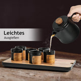 MIAMIO - Japans/Chinees theeservies 6 x 100 ml / Aziatische theepot 620 ml met thee-ei, traditionele Japanse theepotset voor theeliefhebbers/mannen/vrouwen (zwart)