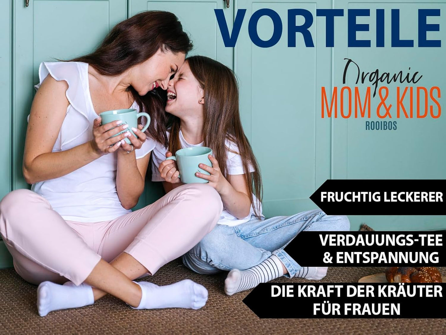 VITSTORM® BIO TEE Mom & Kids - Thee voor vrouwen en borstvoeding - Rooibos, appel, venkel, citroenmelisse, alchemilla, aardbei - Ontspannende thee - Fruitig en lekker - Cafeïnevrij - Kruidenthee 100 g