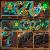 Mythische Dragon Tile-bouwset voor volwassenen, 3D Divine Loong Art-bouwspeelgoed met LED-verlichting en bloemen, DIY Dragon Relief-modelset, creatieve geschenken en decoraties (1676 stuks)