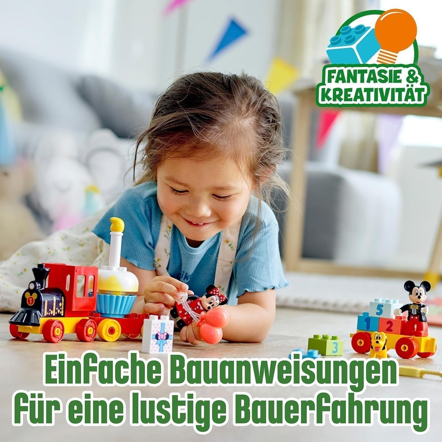 LEGO 10941 DUPLO Disney Mickey en Minnie verjaardagstrein, speelgoedtrein met taart en ballonnen, cadeau voor kinderen vanaf 2 jaar Bouwsets Besuche den LEGO-Store