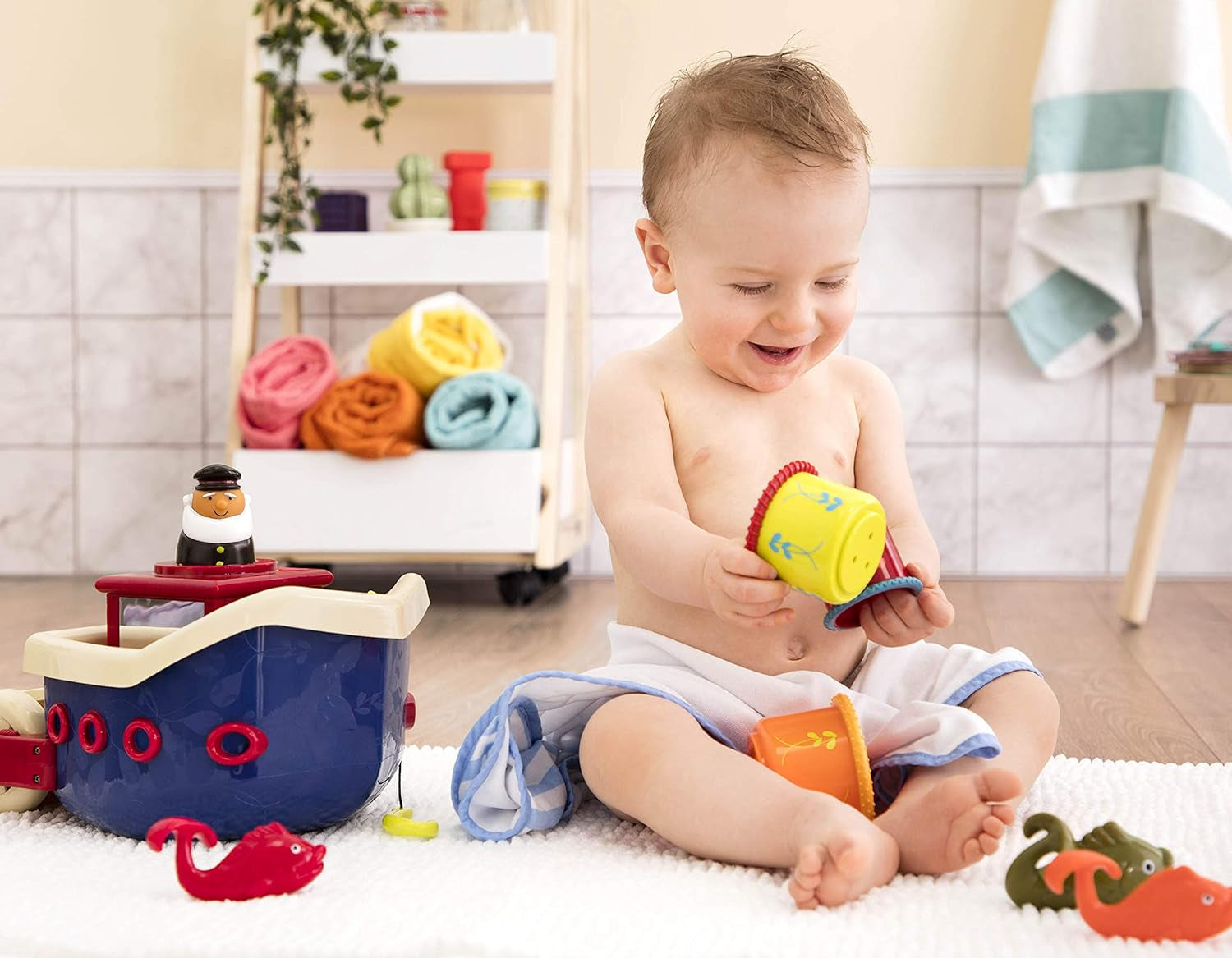 B. speelgoed 13-delig badspeelgoed voor kinderen met boot, stapelbeker, vis, visspel speelgoed voor kinderbad vanaf 1 jaar Speelgoed Bebe Naty Shop