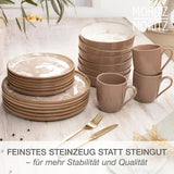 Moritz & Moritz MARIELLA 6-persoons 24-delige steengoed serviesset - Modern beige servies met speels design, onderhoudsvriendelijk koffieservies met borden, schalen en kopjes - Combinatieset