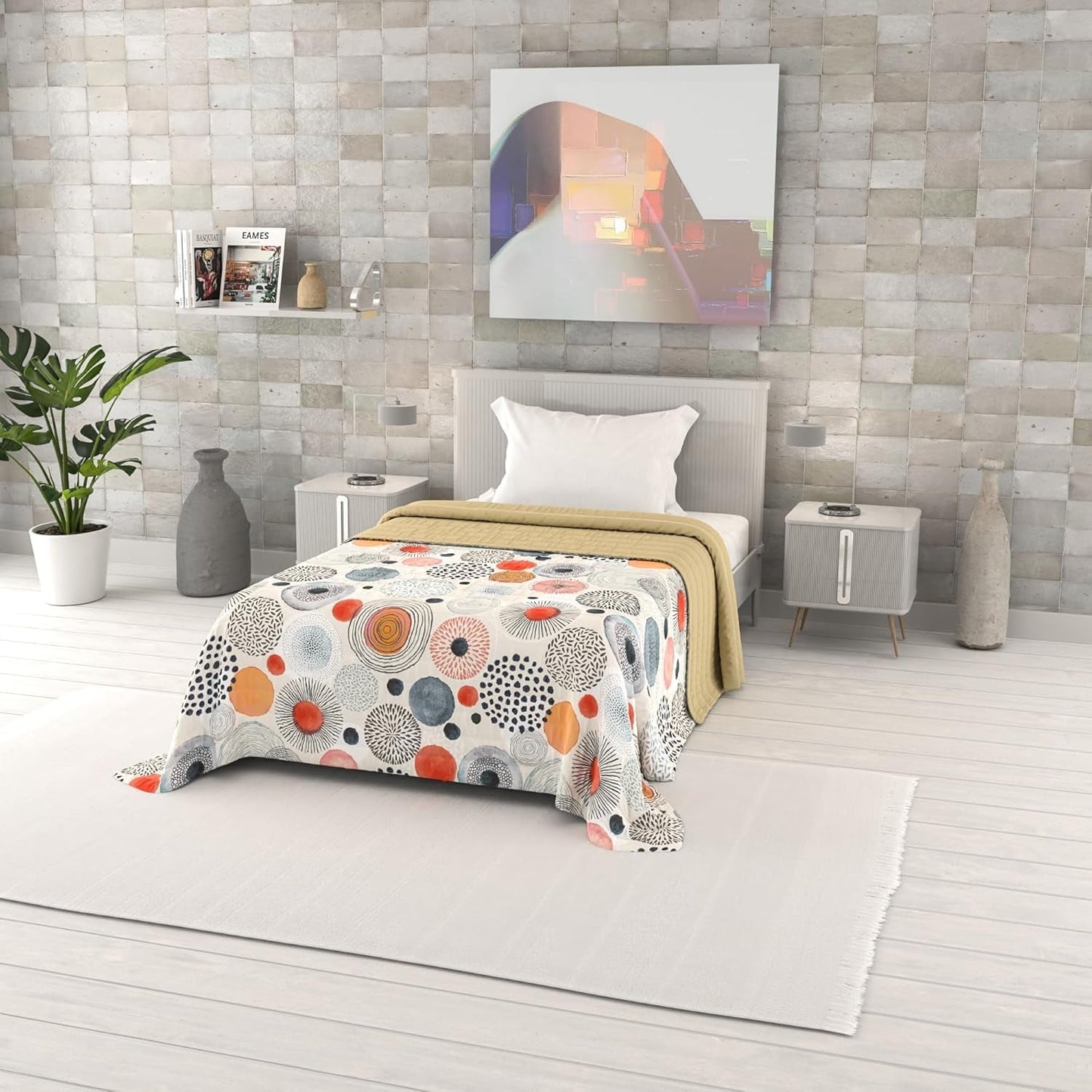 Zomerdekbed met fantasieprint, polyestervulling, Bloemblaadjes, 260X270Cm Dekbedden en quilts Naty Shop Acquerello 170X270Cm