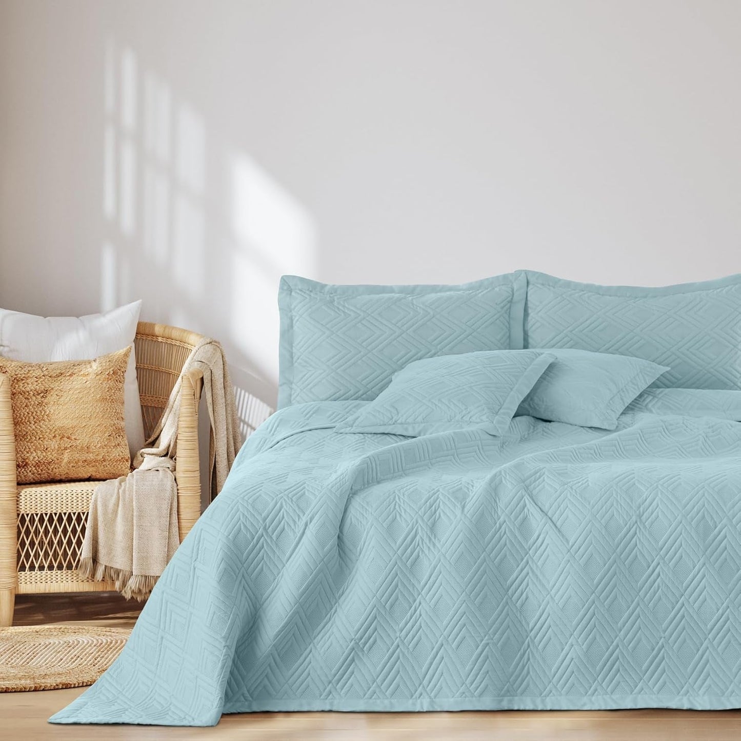 Ameliahome Sprei 170X210 Cm Dubbelzijdige sprei Ultrasoon Quilten Polyester Ophelia Donkergroen Bedden en Dekens Besuche den AmeliaHome-Store Ophelia lichtblauw 170X270 Cm