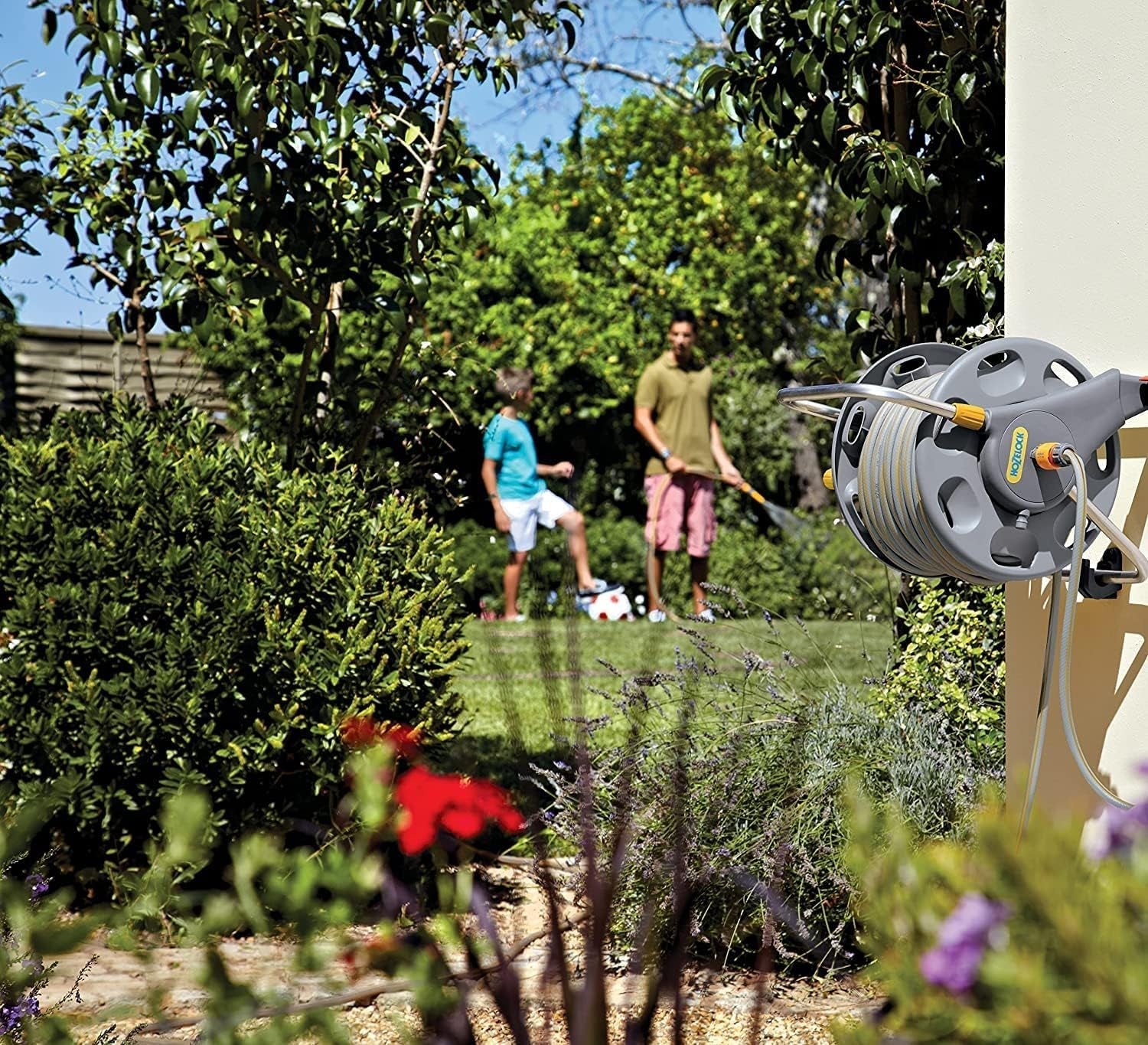 HOZELOCK - 2 in 1 slanghaspel (steunlijn niet inbegrepen) 60 m: Vrijstaand of aan de muur gemonteerd, gemakkelijk te dragen maar stevig en duurzaam. Flexibel gebruik in de tuin [2475R0000]
