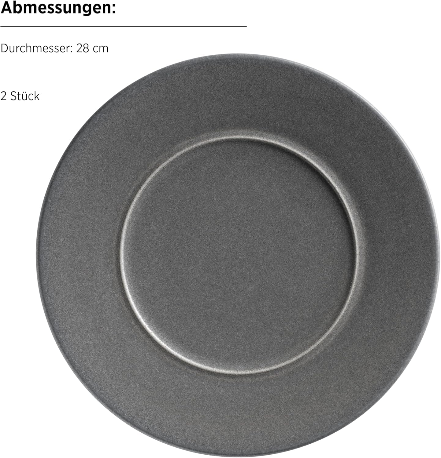 MÄSER Unico-serie, serviesset voor 2 personen, tijdloos, elegant, 8-delig keramisch servies, steengoed, antraciet