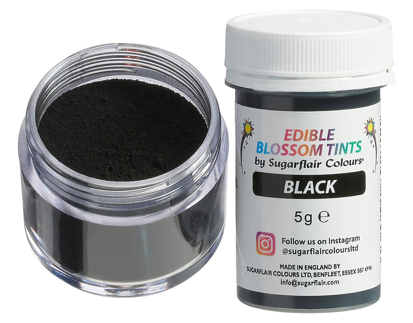 Sugarflair Blossom Tint Dust Black Food Coloring Powder - Kleurstofpoeder voor taartdecoraties, fondant, glazuur, chocolade, botercrème, macarons en meer - 5G