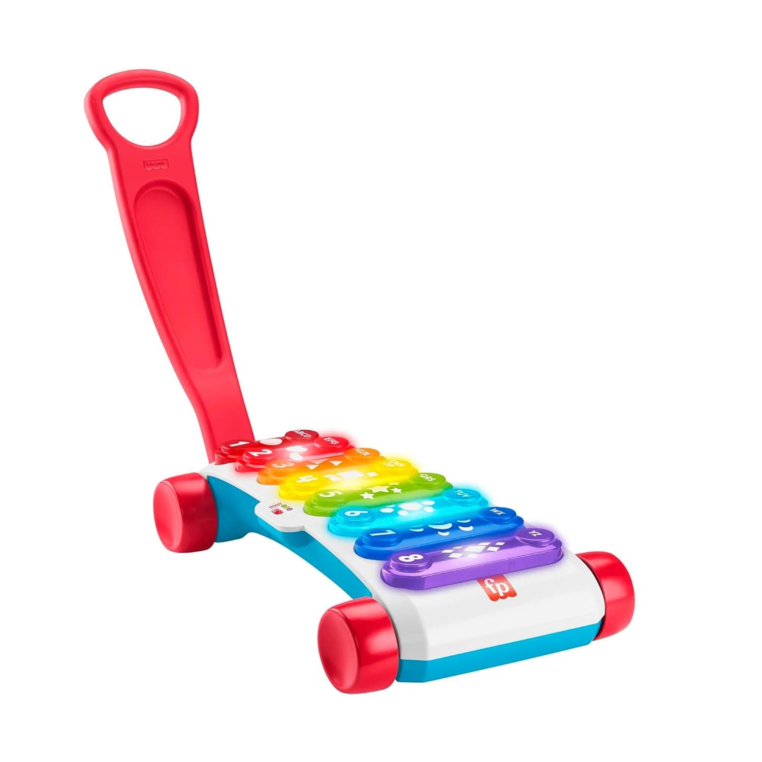 Fisher-Price Oplichtende gigantische xylofoon - elektronisch muziekinstrument om mee te trekken met liedjes met leerinhoud, voor kinderen, peuters vanaf 9 maanden, veelkleurig, versie: Frans, HJK40 Speelgoed Bebe Naty Shop Inglese, Imballaggio Ridotto