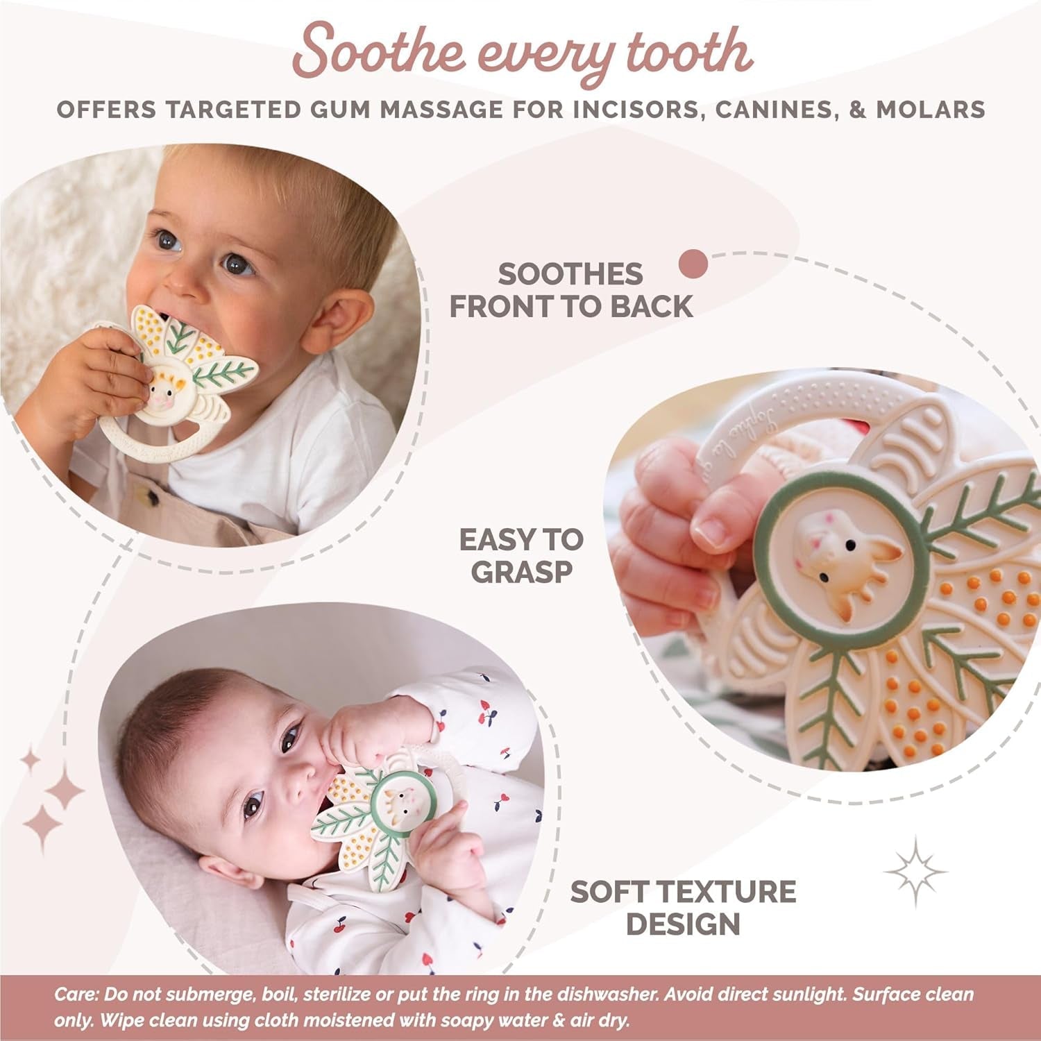 Sophie de Giraf - Bijtring met duizend blaadjes Sophie de Giraf - Kauwspeeltje - Rubber - Diverse texturen - Voor baby's vanaf 0 maanden
