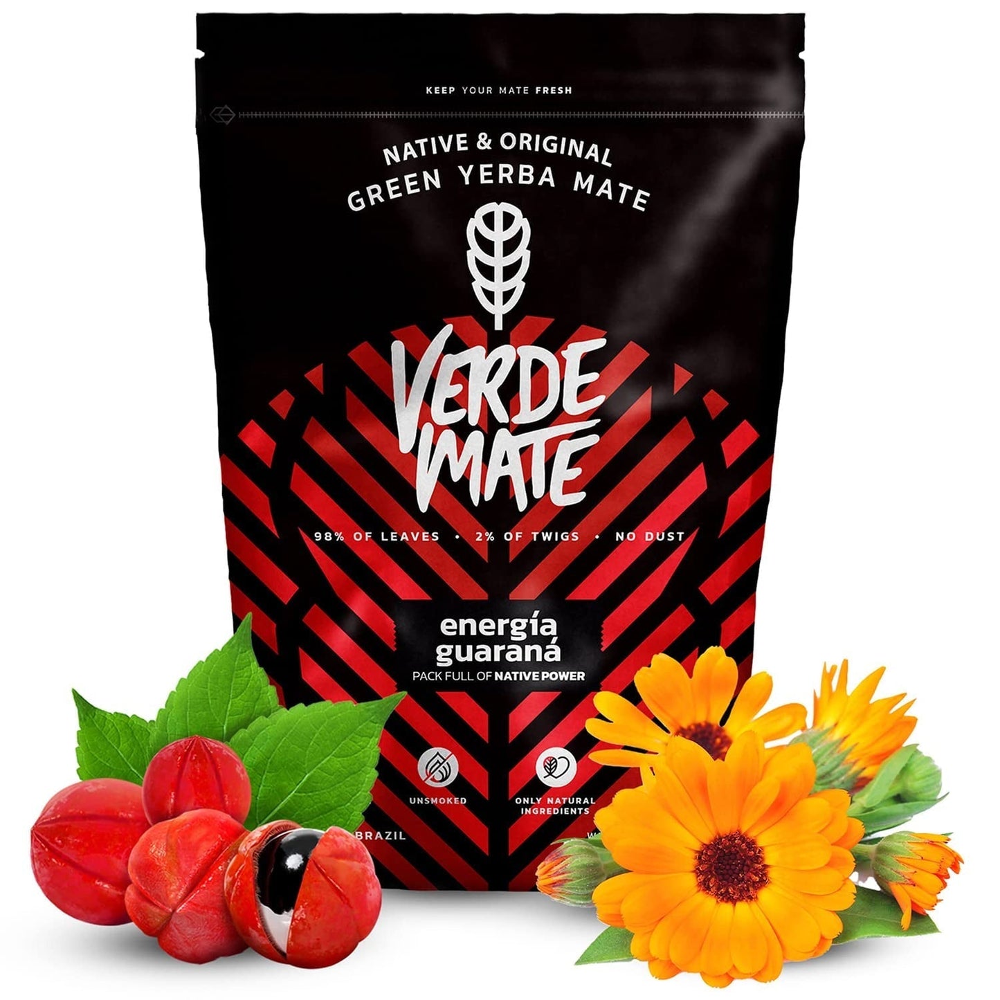 Kruiden Yerba Mate theeservies | Yerba Mate met kruiden | Green Mate Groene Energie Guarana, Guayusa Jazmin, Sarsaparilla | Braziliaanse Groene Yerba Mate | 3X500G