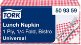Tork Bistrored lunchservet, 1/4-vouw, 1-laags, 33 cm x 33 cm, 8 x 400 servetten, 509359