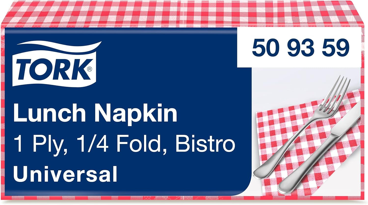 Tork Bistrored lunchservet, 1/4-vouw, 1-laags, 33 cm x 33 cm, 8 x 400 servetten, 509359